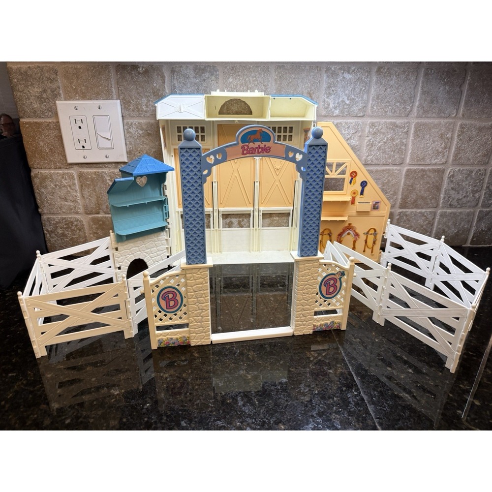 Barbie Riding Stable Horse Corral Fence Play Set Mattel 1998 Vintage Incomplete